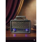M-1918Bt Nostaljik Radyo Görünümlü Led Işıklı Bluetooth,Hafıza Kartı,Usb Bellek,Aux Ve Radyo Destekli Hoparlör Siyah