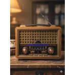 M-2013Bt Nostaljik Radyo Görünümlü Led Işıklı Bluetooth,Hafıza Kartı,Usb Bellek,Aux Ve Radyo Destekli Hoparlör (Brown)