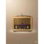 M-2013Bt Nostaljik Radyo Görünümlü Led Işıklı Bluetooth,Hafıza Kartı,Usb Bellek,Aux Ve Radyo Destekli Hoparlör (Silver)