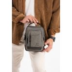 M 422 Mega Bag Erkek Portföy Omuz Çantası - 16 x 22 x 9 cm - Gri - Kahve