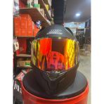 M-910 Güneş Vizörlü Siyah Kask (Kırmızı Gold Camlı)