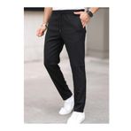 m.baba Erkek Siyah Renk Beli Lastikli Bağcıklı Esnek Fitted Jogger Pantolon Kumaş Pantolon