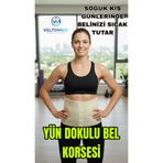 M beden Tüylü Yün Bel Korsesi ve Kuşağı Şık Destekleyici Ürün. Rahatlık Destek ve Doğal Isı Koruması