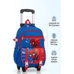 M.Blade 2 Kademeli Çekçekli Tekerlekli Karekter Desenli Laptop Bölmeli Ilkokul Sırt Çantası 40*27*17 cm - 27 x 17 cm - Saks Mavi