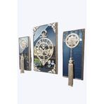 M DEKOR Gümüş Duvar Saati Takımı Dikdörgen Aynalı Çerçeveli, Wall Clock, Anneler Günü Hediye, 38MS-1