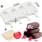 M Dondurma Kalıpları Silikon Gıda Sınıfı Buz Pop Küp Popsicle Kalıp Sopalarla Tatlı Dıy Magnum Kek Kalıbı Dondurma Yapma Makinesi (Yurt Dışından) - Ice Cream Tubs - Renkli