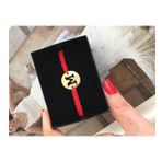 M HARFİ GOLD RENK KIRMIZI İP ASANSÖRLÜ AYARLANABİLİR BİLEKLİK
