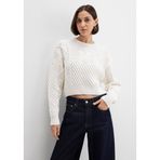 M Logo Crop Ekru Kazak Loose Fit/Bol Rahat Kesim 1710796-80194