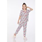 M MOONCOVER Kız Çocuk Yazlık Baskılı %100 Pamuk Pijama Takımı Anne-Kız Kombinli