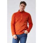 M MOONCOVER Mooncover Erkek Dik Yaka Polar Sweatshirt – Standart Fit Turuncu