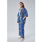 M MOONCOVER Mooncover Kadın Rahat Yazlık Kimono ve Cepli Bol Pantolon İkili Takım – Sax