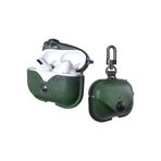 M.TK moveteck 3.Uyumlu Kulaklık Kılıfı Anahtarlıklı Tokalı Pantolon Yaka Askılı Deri Leather, Haki Yeşil, Tek Ebat, ÇantaDeri-airpods3.nesil-yelil