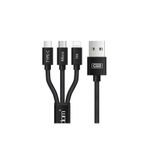 m.tk moveteck 3in1 USB to Type-C / Lightning / Micro Hızlı Şarj Kablosu PD Data Kablosu Veri Kablosu Nylon 1.2M