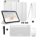 M.TK Moveteck Apple iPad 11 (A16) 2025 10. Nesil 10.9 Uyumlu Smart Flip Kılıf + Bluetoothlu Klavye + Mause + Dokunmatik Kalem Avuç Içi Red Özellikli 5'li Set - iPad A16 / 10. Nesil - Gri