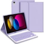 M.TK Moveteck Apple İpad 11.Nesil A16 2025/10. Nesil Uyumlu Tablet Klavyeli Kılıf Kablosuz Bluetooth Özellikli Manyetik Standlı Kapak A3354 A3355 A3356 - İpad 10. Nesil 10.9 2022 - Lila