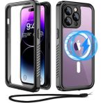 M.TK Moveteck Apple Iphone 14 Pro Max Kılıf 360 Derece Su Geçirmez Telefon Kılıfı Toz Geçirmez Zırh Tank Kapak Case Military Waterproof Magsafe Destekli Arkası Şeffaf Armour Ip-68 - Siyah