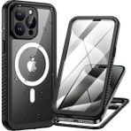 M.TK Moveteck Apple Iphone 15 Pro Kılıf 360 Derece Su Geçirmez Telefon Kılıfı Toz Geçirmez Zırh Tank Kapak Case Military Waterproof Magsafe Destekli Arkası Şeffaf Armour Ip-68 - Siyah