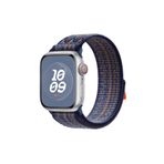 m.tk moveteck Apple Watch Series 9 GBS 45mm Uyumlu Nike Spor Loop Kordon Naylon Hasır Örgü -Game Royal Turuncu