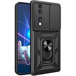 M.TK moveteck Honor 70 Kılıf Kamera Korumalı Sürgülü Yüzüklü Standlı Armor Military Tank Kızaklı Silikon Kapak, Siyah, Tek Ebat, vegasürgülü-Honor70siyah