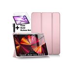 M.TK moveteck İpad Air 11 2024 Uyumlu Kılıf Akıllı Smart Uyku Modlu Kalem Bölmeli Renkli Standlı + Cam + Kalem Set, Rose Gold, Tek Ebat, KalemlikliSmartSET-air11-rosegold