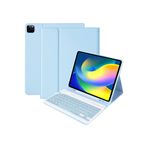 m.tk moveteck iPad Air 13 inç M2 Çip 2024 ile Uyumlu Bluetooth Klavyeli Kılıf, Mavi, Standlı, Kalem Bölmeli