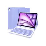 M.TK moveteck İpad Air 13 Inç M2 Çip 2024 Uyumlu Bluetooth Özellikli Standlı Kalem Bölmeli Klavyeli Kılıf, Lila, Tek Ebat, Klavye-İpadAir13-lila