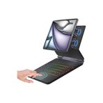 m.tk moveteck iPad Air 6. 5. 4. Nesil ile Uyumlu Klavyeli Kılıf, Magic Keyboard, Touchpad, Bluetooth, Işıklı, Siyah