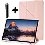M.tk moveteck Ipad Pro 12.9 Kılıf Kalem Bölmeli Yumuşak Silikon Kapak Akıllı Uyku Modlu Üçgen Standlı + Dokunmatik Kalem 2'li Set Apple Ipad Pro 12.9 Inç 3.nesil 4.nesil 5.nesil 6.nesil Tablet Kılıfı 2021 2022 - İpad Pro 12.9 - Açık Pembe