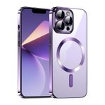 m.tk moveteck iPhone 11 Pro Max ile Uyumlu Kılıf, MagSafe Kablosuz Şarj Destekli, Şeffaf Arka, Parlak Renkli Kenarlı, Mor