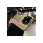 M.TK moveteck İphone 12 Kılıf Boncuklu Parlak Hologramlı Sıvı Kum Taşlı Metal Çerceveli Hassas Butonlu Pul Silikon, Pembe, Tek Ebat, kumul-12-pembe