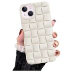 M.TK moveteck İphone 14 Kılıf Baklava Desenli Yeni Modo Parlak Yumuşak Renkli Puf Silikon Kamera Çıkıntılı Koruma, Beyaz, Tek Ebat, domdom-14-beyaz