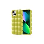 M.TK moveteck İphone 15 Kılıf Baklava Desenli Yeni Modo Parlak Yumuşak Renkli Puf Silikon Kamera Çıkıntılı Koruma, Yeşil, Tek Ebat, domdom-15-yeşil