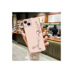 M.TK moveteck İphone 15 Kılıf Kenarları Gold Detaylı Kalp Desenli El Geçmeli Parlak Renkli Yumuşak Silikon, Pembe, Tek Ebat, taka-15-pembe1