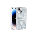 M.TK moveteck İphone 15 Kılıf Kristal Elmas Taşlı Dalgalı Parlak Simli Silikon Lens Çercevesi Parıltılı Detaylı, Beyaz, Tek Ebat, ZoreEsila-15-beyaz