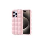 M.TK moveteck İphone 15 Pro Kılıf Baklava Desenli Yeni Modo Parlak Yumuşak Renkli Puf Silikon Kamera Çıkıntılı, Pembe, Tek Ebat, domdom-15pro-pembe