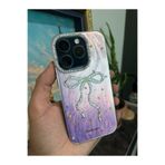 m.tk moveteck iPhone 16 Pro ile Uyumlu Kılıf, Kamera Çercevesi Taşlı, Hologram 3D Desenli, Renk Yansımalı Figürlü Kapak, Bej