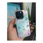 m.tk moveteck iPhone 16 Pro Max Kılıf, Kamera Çercevesi Taşlı, Hologram 3D Desenli, Renk Yansımalı Figür Kapak, Gri