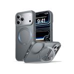 m.tk moveteck iPhone 17 Pro Max ile Uyumlu Kılıf, MagSafe Halkalı, 360° Döner Yüzüklü Stand, Armour Mat, Mıknatıslı, Gri