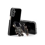 M.TK moveteck Samsung Galaxy A25 Kılıf Astronot Standlı Sevimli Ayıcık Parlak Gold Kenarlı Altın işlemeli Detaylı, Siyah, Tek Ebat, aston-a25-siyah