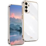 M.TK moveteck Samsung Galaxy A25 Kılıf Kamera Korumalı Parlak Gold Kenarlı Altın Detaylı Yumuşak Silikon Kapak, Beyaz, Tek Ebat, volet-a25-beyaz