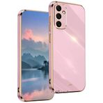 M.TK moveteck Samsung Galaxy A25 Kılıf Kamera Korumalı Parlak Gold Kenarlı Altın Detaylı Yumuşak Silikon Kapak, Mor, Tek Ebat, volet-a25-mor