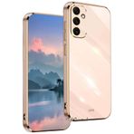M.TK moveteck Samsung Galaxy A25 Kılıf Kamera Korumalı Parlak Gold Kenarlı Altın Detaylı Yumuşak Silikon Kapak, Pembe, Tek Ebat, volet-a25-pembe