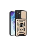 M.TK moveteck Samsung Galaxy A25 Kılıf Kamera Korumalı Sürgülü Yüzüklü Armor Military Tank Kapak Kızaklı Lens, gold, Tek Ebat, PARS-Tek-A25-GOLD