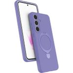 M.TK Moveteck Samsung Galaxy A25 Kılıf Magsafe Halkalı Extra Standlı Içi Kadife Yumuşak Renkli Silikon Samara Kapak - Lila