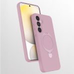 M.TK Moveteck Samsung Galaxy A25 Kılıf Magsafe Halkalı Extra Standlı Içi Kadife Yumuşak Renkli Silikon Samara Kapak - Pembe