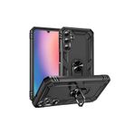 M.TK moveteck Samsung Galaxy A25 Kılıf Yüzüklü Standlı Kamera Çıkıntılı Military Armor Zırh Sert Silikon Kapak, Siyah, Tek Ebat, vega-a25-siyah