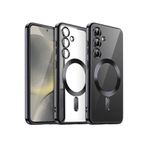 m.tk moveteck Samsung Galaxy A26 ile Uyumlu Kılıf, MagSafe Kablosuz Şarj Destekli, Parlak Renkli Kenarlı, Şeffaf Silikon, Siyah