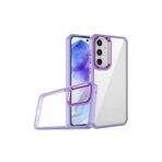M.TK moveteck Samsung Galaxy A35 Kılıf Kamera Çıkıntılı Arkası Şeffaf Hassas Tuşlu Renkli Kenarlı Silikon Metalik, Lila, Tek Ebat, flora-a35-lila