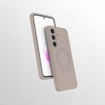 M.TK Moveteck Samsung Galaxy A35 Kılıf Magsafe Halkalı Extra Standlı Içi Kadife Yumuşak Renkli Silikon Samara Kapak - Desert Gold
