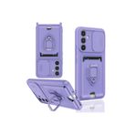 m.tk moveteck Samsung Galaxy A36 ile Uyumlu Kılıf, Kamera Korumalı, Sürgülü Pencere, Yüzüklü Stand, Kartvizitli, Askılı, Lila, Silikon